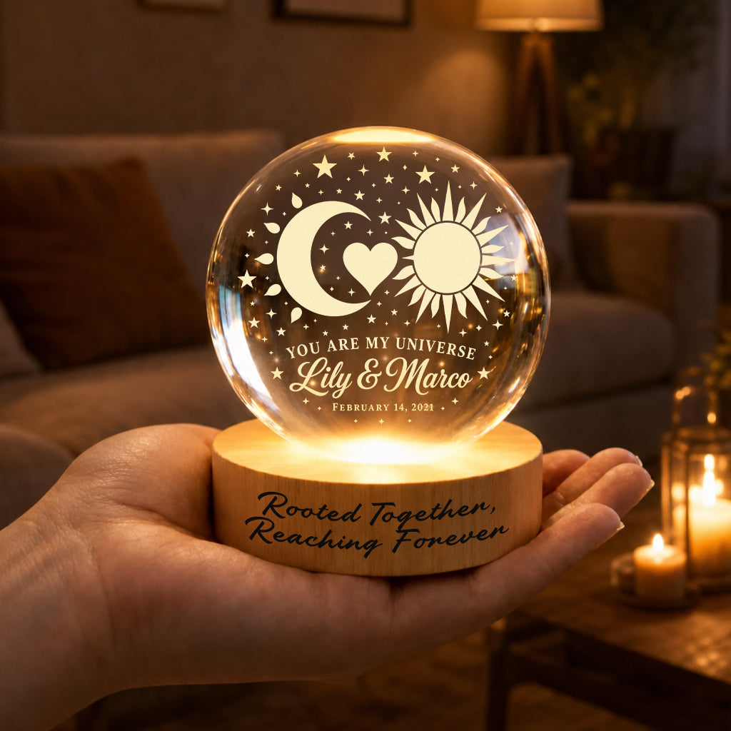 Personalized Sun & Moon Crystal Ball Lamp