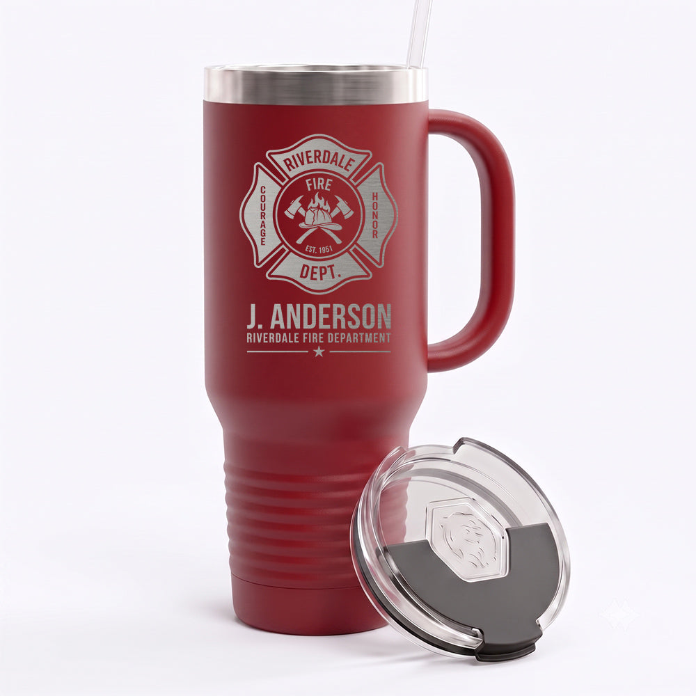 Custom Fire Department Badge Engraved Tumbler 40oz