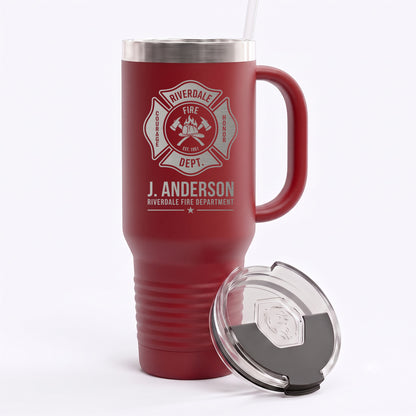 Custom Fire Department Badge Engraved Tumbler 40oz