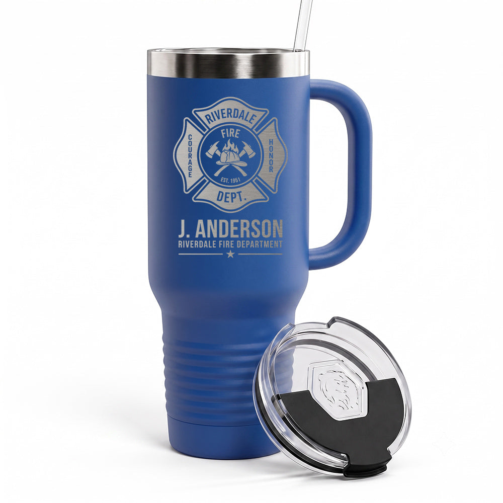 Custom Fire Department Badge Engraved Tumbler 40oz