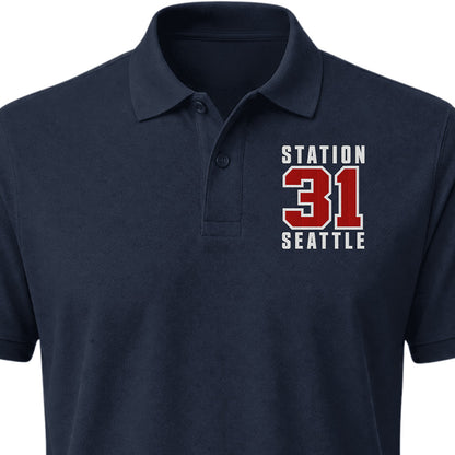 Custom Station Number Embroidered Polo