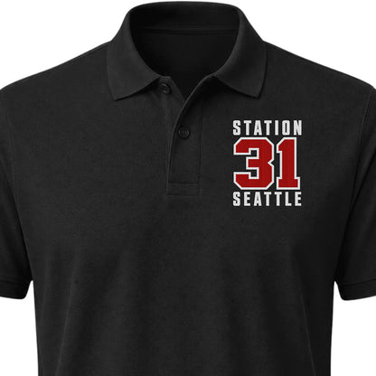 Custom Station Number Embroidered Polo