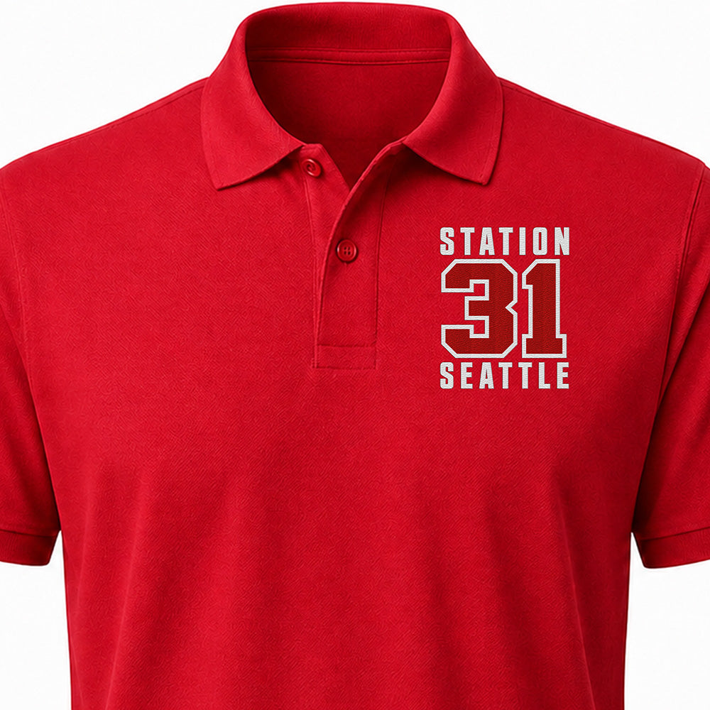 Custom Station Number Embroidered Polo