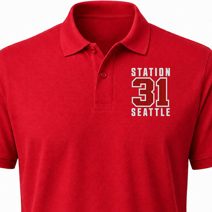 Custom Station Number Embroidered Polo