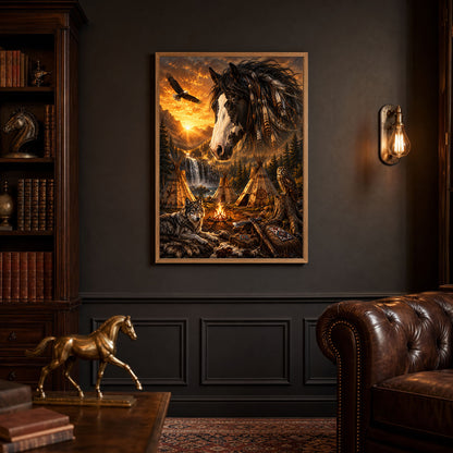 Spirit Horse Native Sunset Poster Print