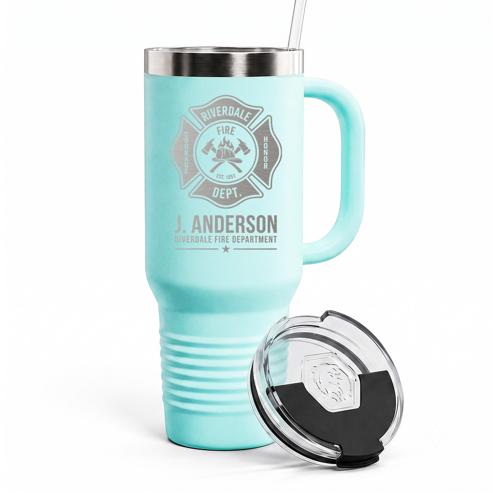 Custom Fire Department Badge Engraved Tumbler 40oz