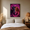 Two Horses in Love Glowing Hearts Poster Print