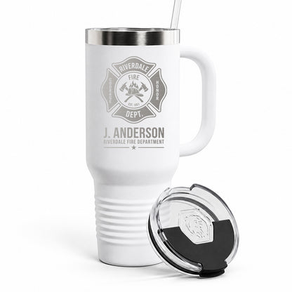 Custom Fire Department Badge Engraved Tumbler 40oz